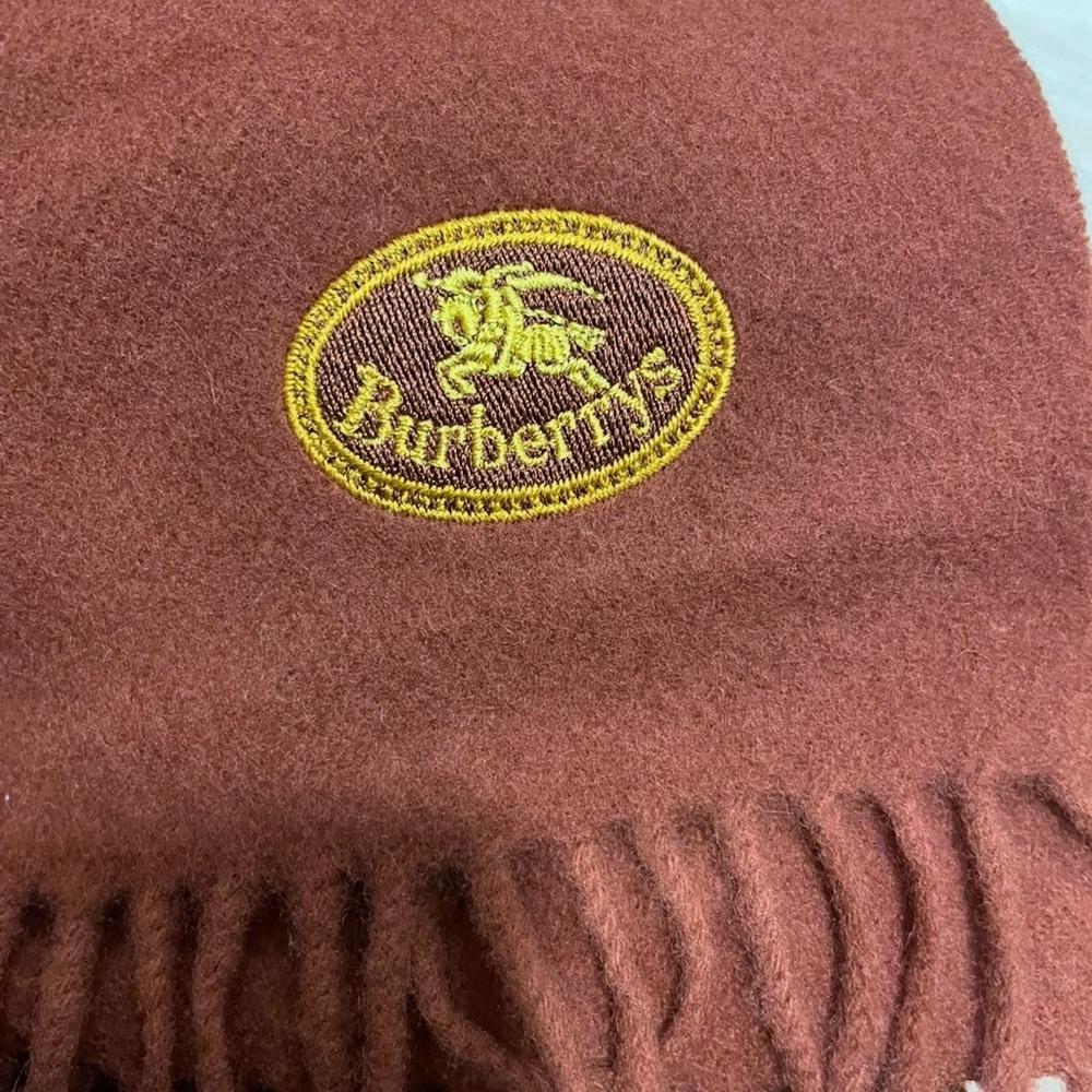 Burberrys Brown Scarf with Yellow Logo